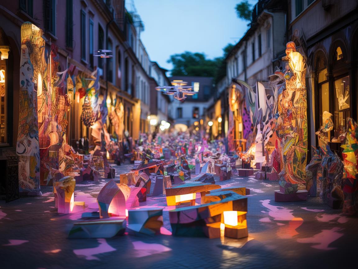 画廊街艺术装置，无人机数据处理下的独特魅力